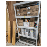 Plastic Shelving Unit, 2 Thick Oak Shelves, 2 125" Walnut Boards CONTENTS OF SHELF NOT INCLUDED