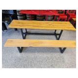 Wooden Slab Picnic Table