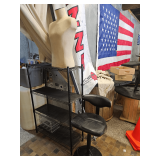 Metal Shelving Unit, Mannequin Half Body, Stool, 2 Banners