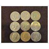 Nine(9) Post 1964 Kennedy Half Dollars  SEE DESCRIPTION FOR DETAILS...