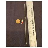 Broken 14k gold bracelet & 14k gold Christmas Stocking pendant 1.7 total grams...