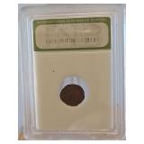 Slabbed INB Roman widow's mite sized Bronze coin case. 50 BC - 400 AD...