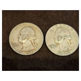 Two(2) Pre-1965 Silver Quarters (90% Silver)...