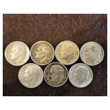 Seven(7) Pre-1965 Dimes(90% Silver) SEE ALL PICS FOR DETAILS...