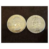 Two(2) 1964-D Silver Quarters (90% Silver)...