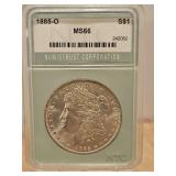 Slabbed 1885-O Morgan Dollar S$1 MS66 NTC...