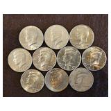 Ten(10) Post 1964 Kennedy Half Dollars SEE ALL PICS FOR DETAILS...