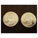 Two(2) 1964 Silver Quarters (90% Silver)...
