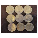 Nine(9) Post 1964 Kennedy Half Dollars  SEE DESCRIPTION FOR DETAILS...
