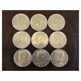 Nine(9) Post 1964 Kennedy Half Dollars  SEE DESCRIPTION FOR DETAILS...