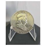 1957-D Franklin Silver Half Dollar (90% silver)...