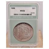 Slabbed 1886 Morgan Dollar S$1 MS66 NTC...