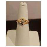 Beautiful vintage woman's 14k gold Claddagh ring w/clear stones(diamond checker was to big to fit between the prongs) size 5.5 total 3.1 grams...