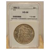 Slabbed 1884-O o/o Morgan Dollar $1 MS-66 NNC...