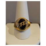 Man's 10k gold DAD ring w/diamonds size 10.5 total 4.1 grams...