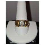 Man's Vintage 14k gold ring w/solitaire diamond size 11 total 5.2 grams...