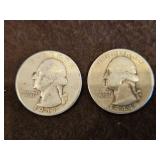 Two(2) Pre-1965 Silver Quarters (90% Silver)...