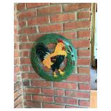 16 inch painted round rooster wall decor