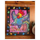 8 x 10“ Gay Rhodes painted chicken canvas