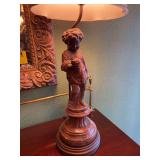 Antique French Noveau style cherub with bird nest lamp 28” x 12” x 9” matches lot number 5