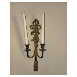 A pair of metal wall candelabras 6“ x 14“