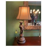 Vintage French Nouveau style ￼cherub with birdnest lamp 29“ x 12“ with the base band 8” x 9“
