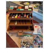 Tacklebox, full of sewing, notions and buttons￼