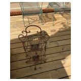 Iron standing flower basket, 15“ x 12“ x 29“