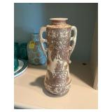 Antique 12” x 6 1/2” Vase with gold