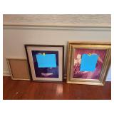 Grouping of three frames; the gold frame is 23” x 28”. The brown frame is 21” x 25” and thesmall frame is 13” x 16”.