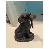 Vintage bronze bird/retriever dog duck hunting statue, 4 1/2” x 5 1/2”