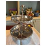 2 tiered ￼decorative stand.  Does have some stones missing but still very pretty.