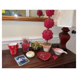 Group of household decor; 13 x 24“ lamp,  22 inch topiary tree