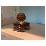 Tiger eyed Amber swirled glass perfume bottle. The top does need reattached.