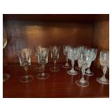 10 Crystal cordials in two different patterns as shown