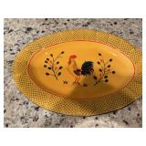 Hand-painted Pacific Ram Rooster platter 16“ x 11“