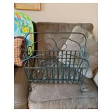 Green metal magazine rack 17“ x 10 1/2“ x 18“￼