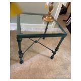 End table.  Metal and glass 20” x 20” x 20”