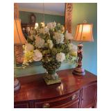 Very pretty floral arrangement 24“ x 26“ in a 14 x 12“  green planter