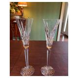 Two 12 inch Waterford Lismore Crystal Champagne flutes