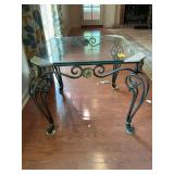 26” x 26” x 23” glass and rod iron table
