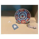 Wedgewood blue joy ornament, 6 1/4 inch Imara bowl and a 4 inch Llado porcelain angel