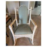 White wicker rocking chair, 22” x 25” x 34”