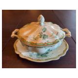 England-Old Staffordshire-Johnson Brothers 8 1/4 inch tureen with under plate. Lid does appear to have one hairline split as shown which is unnoticeable on display ￼