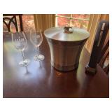 2 Riedel Crystal stems with an electric bottle opener and ice bucket