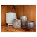 6” x 6” planter and three gray candle holders