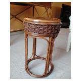 Drum-style accent/side table made from rattan and bamboo. 18 3/4" T x 11 1/2" across