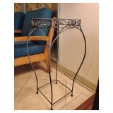 27" Black Metal Plant Stand, would also hold a piece of glass with tabs around the sides.