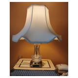 Mid-Century Hollywood Regency Crystal Boudoir Vanity Lamp. 19" T, Shade is 16" across at bottom.