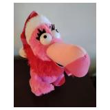 Gemmy Pink Flamingo animated singing and dancing plush toy designed for Christmas, which performs the song "Respect". 14"T, Works,  Hilarious.